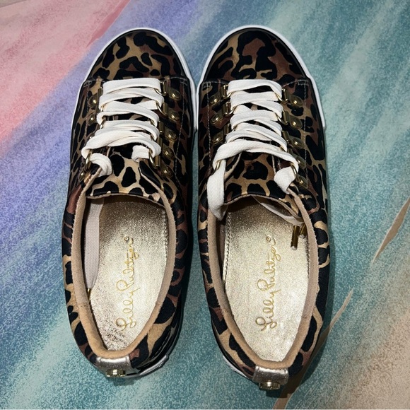 Lilly Pulitzer Hallie Sneaker Onyx My Favorite Spot Leopard Print size 6 - Picture 7 of 9